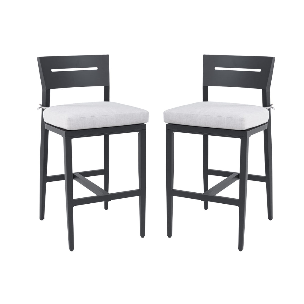 Outdoor Bar Stools Set of 2 Aluminum Patio Chairs Backrest