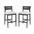 Outdoor Bar Stools Set of 2 Aluminum Patio Chairs Backrest