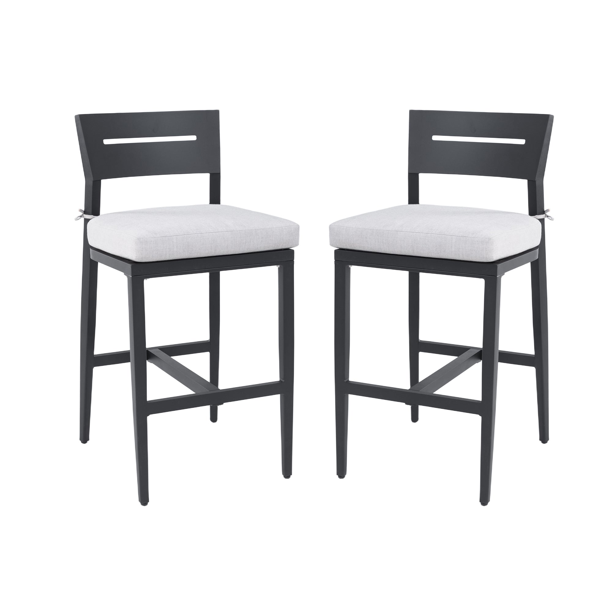 Outdoor Bar Stools Set of 2 Aluminum Patio Chairs Backrest