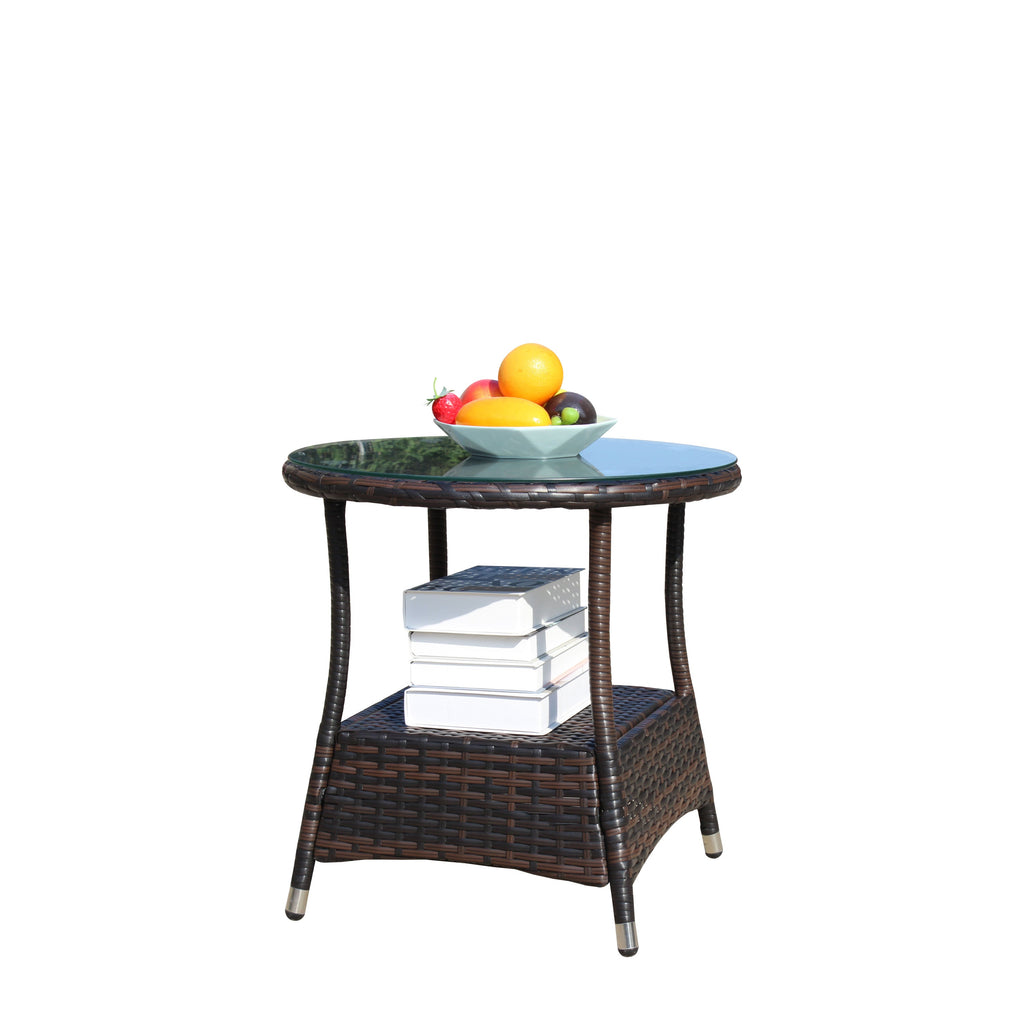 Round Tempered Glass Outdoor Coffee Table