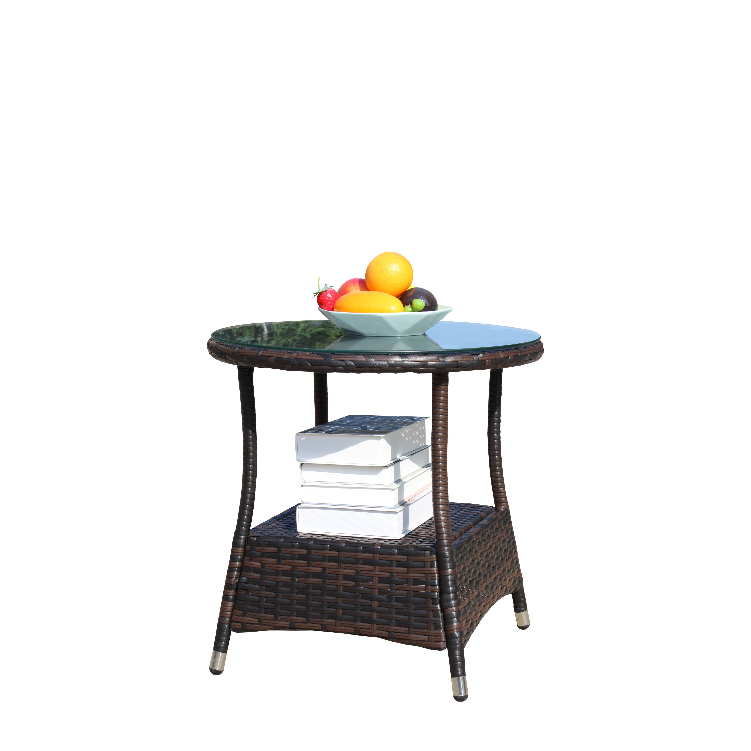 Round Tempered Glass Outdoor Coffee Table