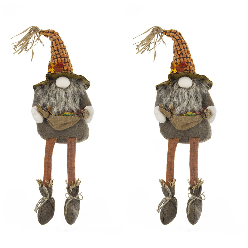 Brown Fabric Gnome With Maple Leaf Fall Harvest Decoration