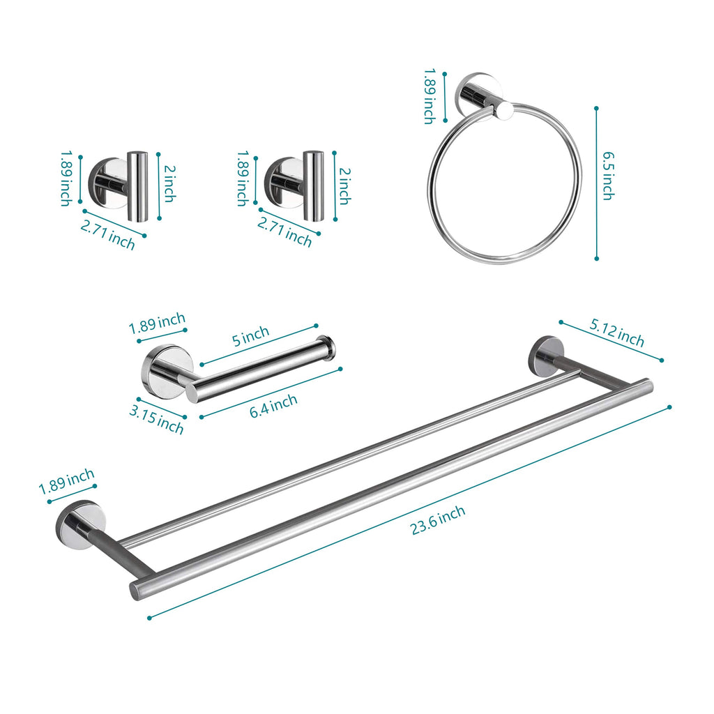 6 Piece Wall Mount Bathroom Towel Rack Set