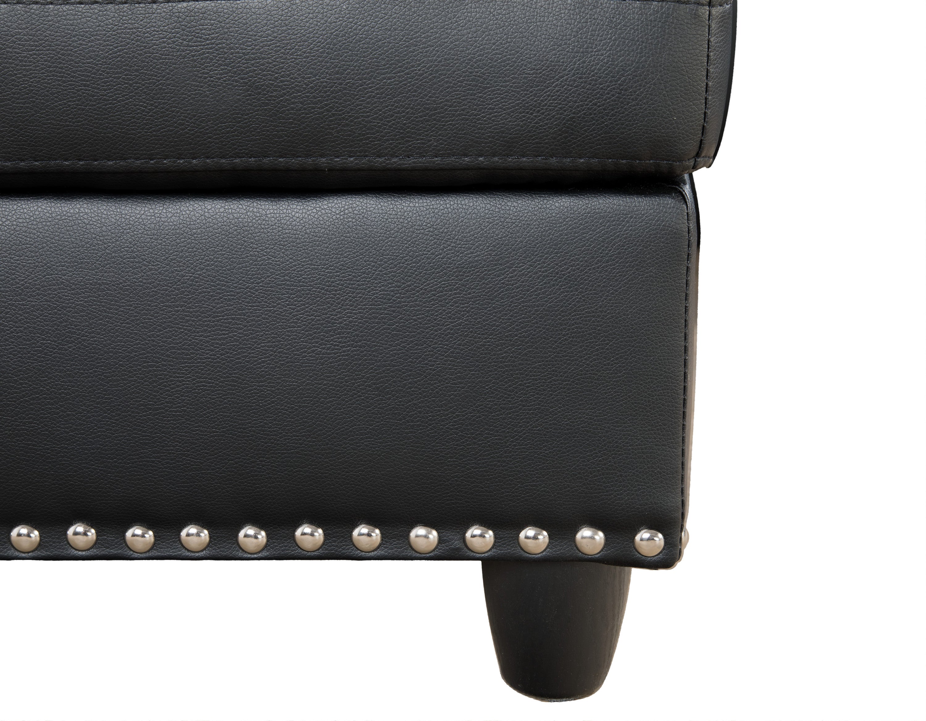 Black Faux Leather L-Shaped Sectional with Storage and Cup Holders