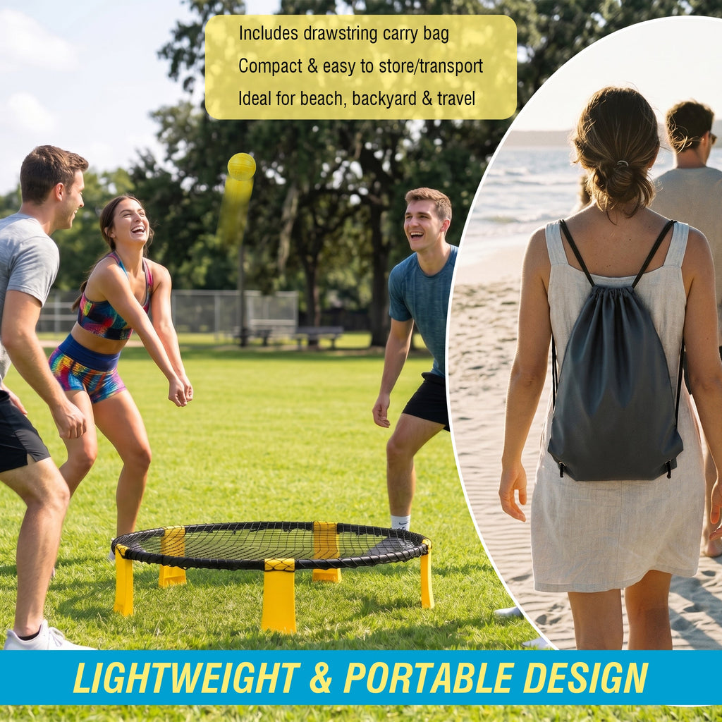 Outdoor Roundnet Game Set with 2 Balls & Carry Bag