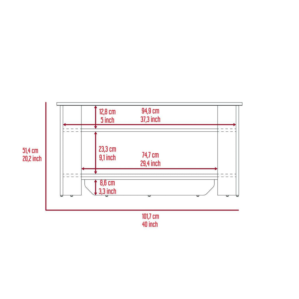 Storage Table with Lower Shelf, Light Oak White