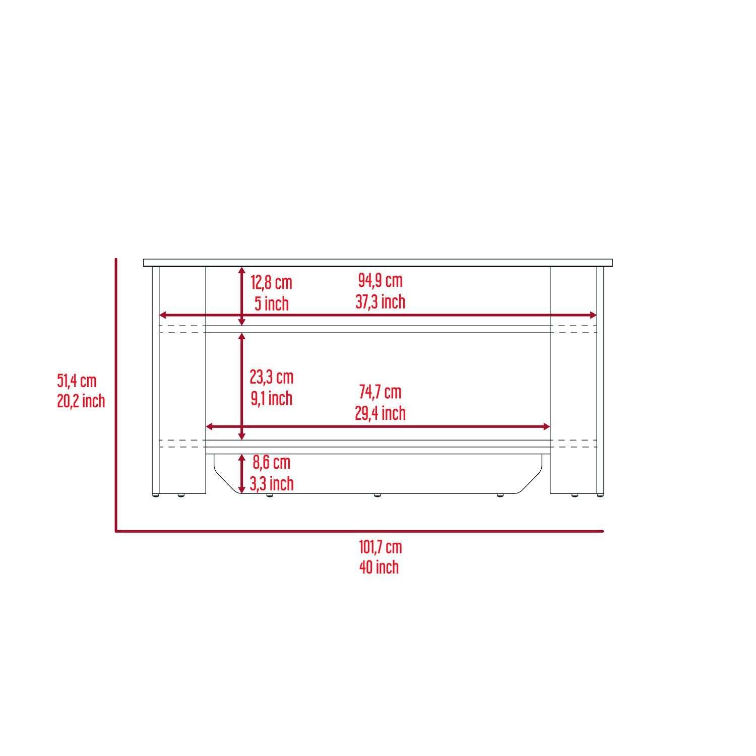 Storage Table with Lower Shelf, Light Oak White