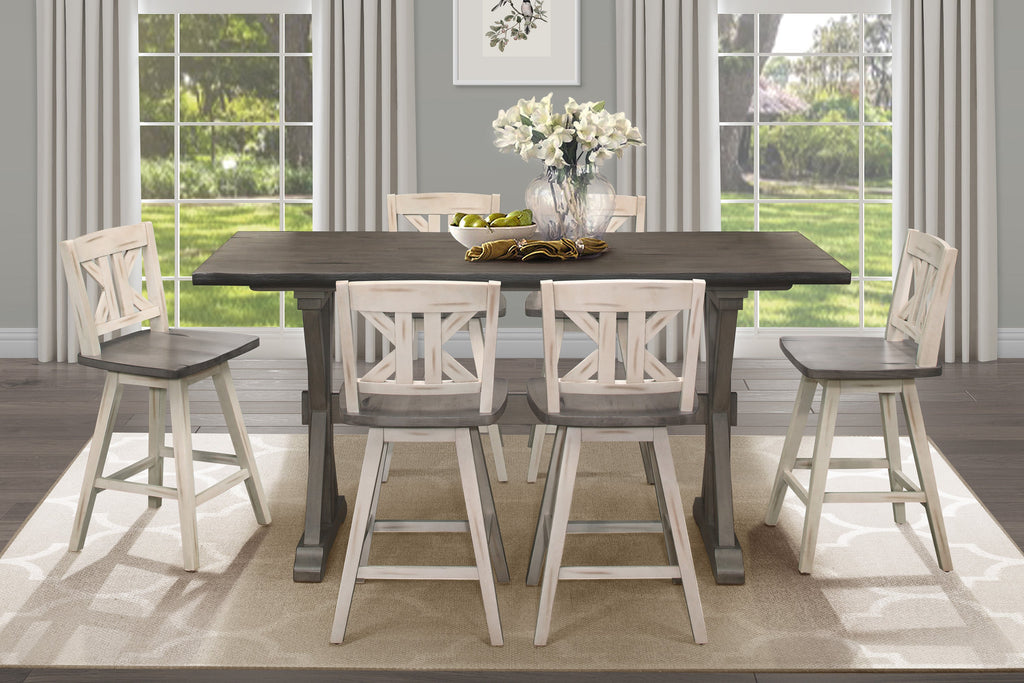 Distressed Gray Counter Height Dining Table Rubberwood