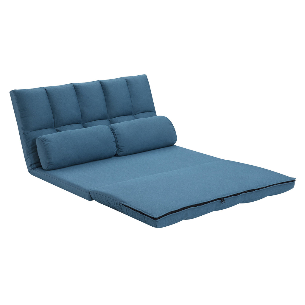 3-Fold Blue Sofa Bed with High-Density Foam & 2 Pillows