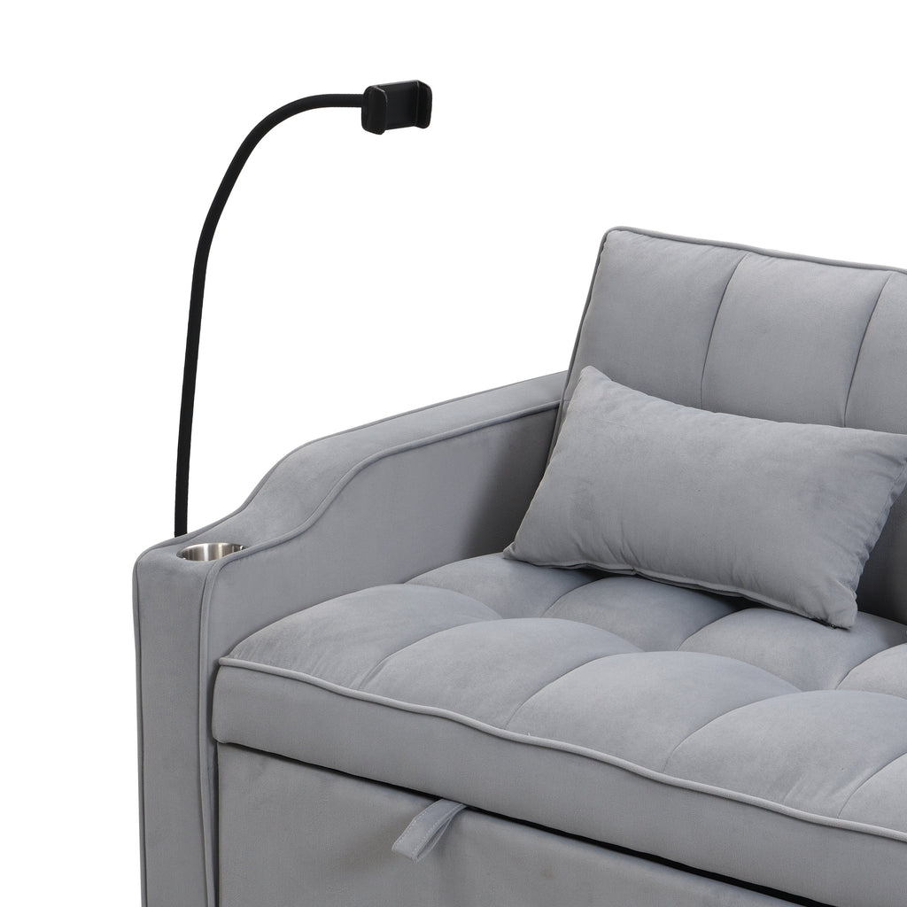 Modern Velvet Loveseat Futon Sofa Bed with Reclining Back