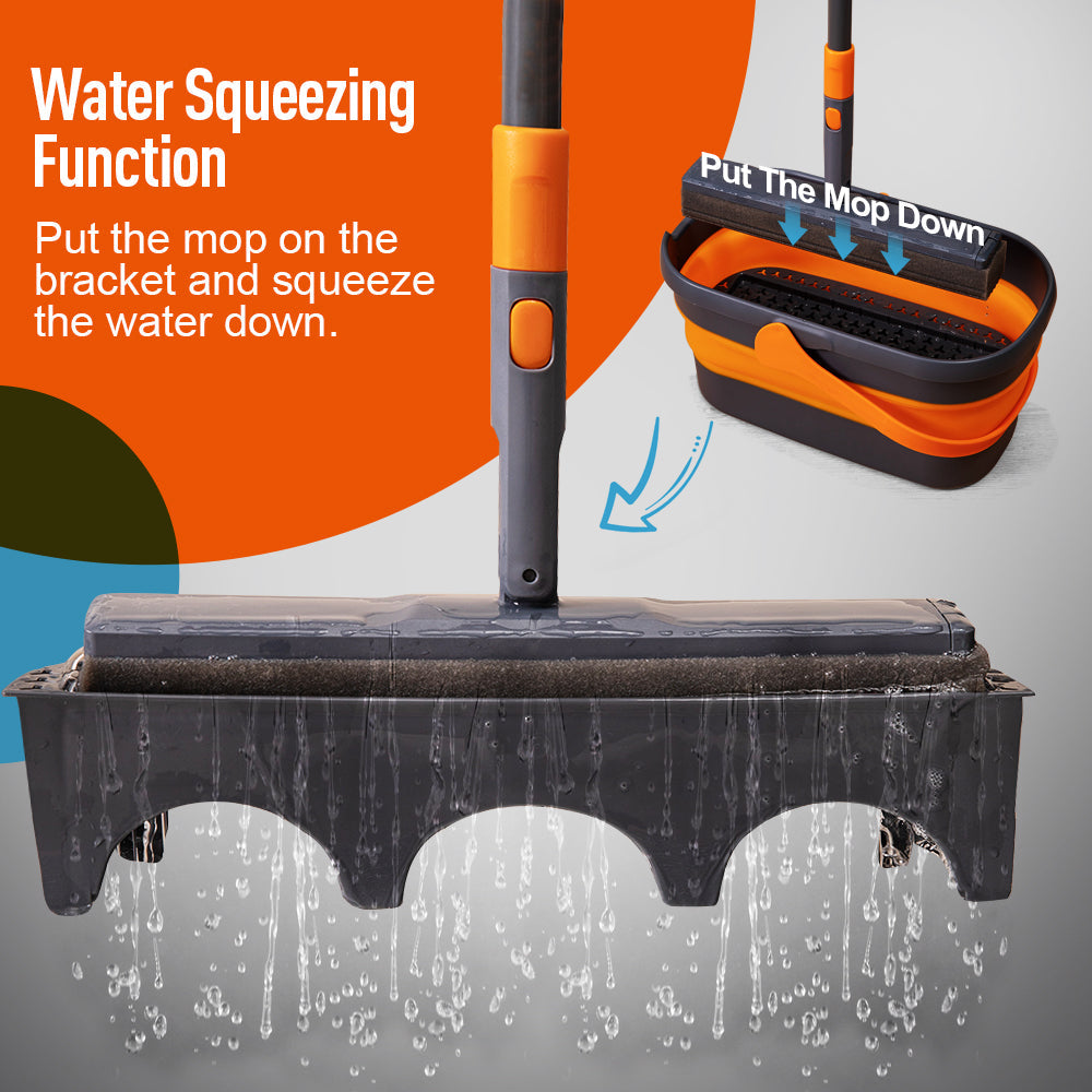 Sponge Mop and Collapsible Bucket Floor Cleaning Kit