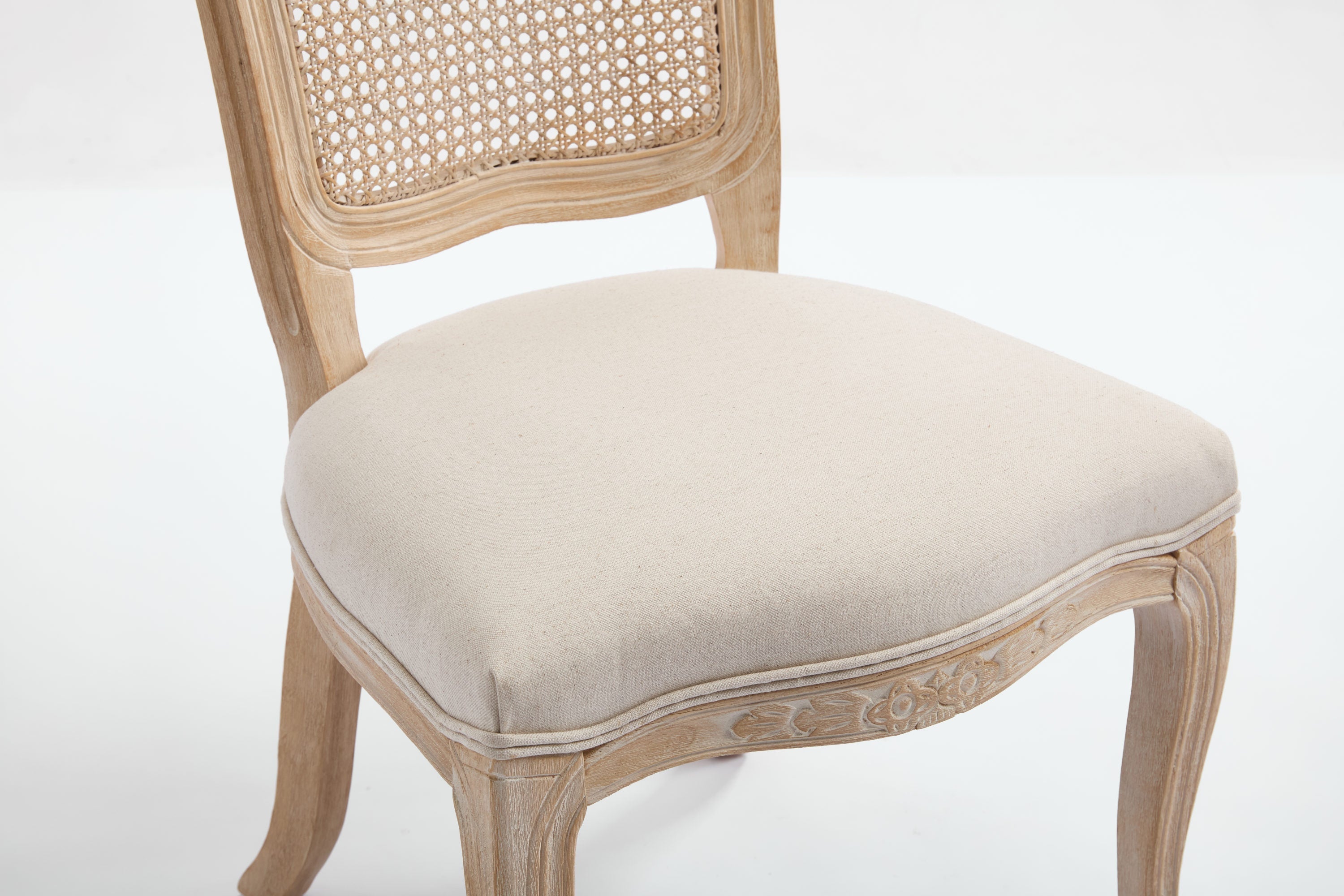French Country Upholstered Dining Chairs Set of 2, Beige