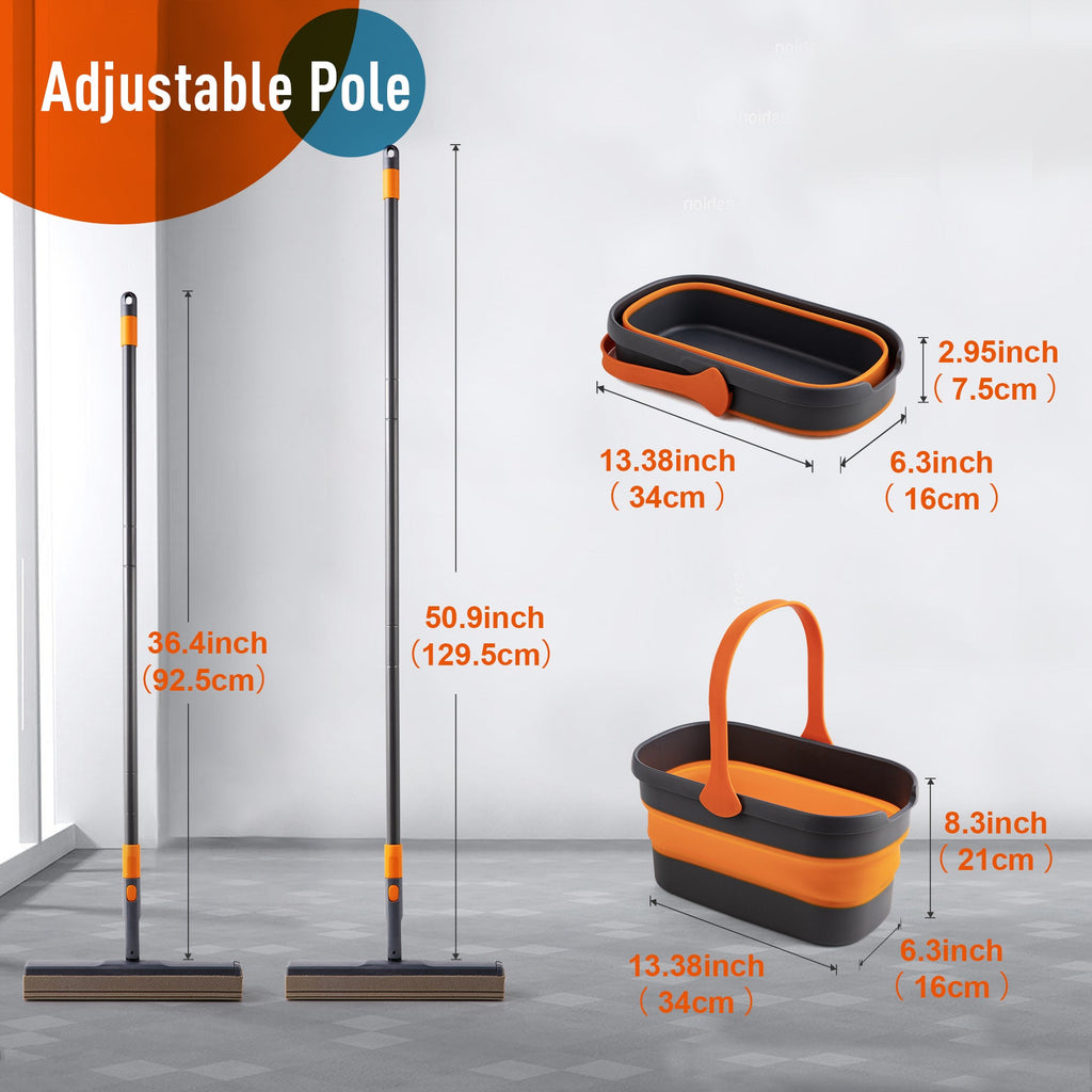 Sponge Mop and Collapsible Bucket Floor Cleaning Kit