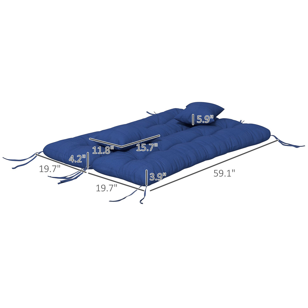 4 Piece Navy Blue Outdoor Bench Cushion Set Swing Seat Pad