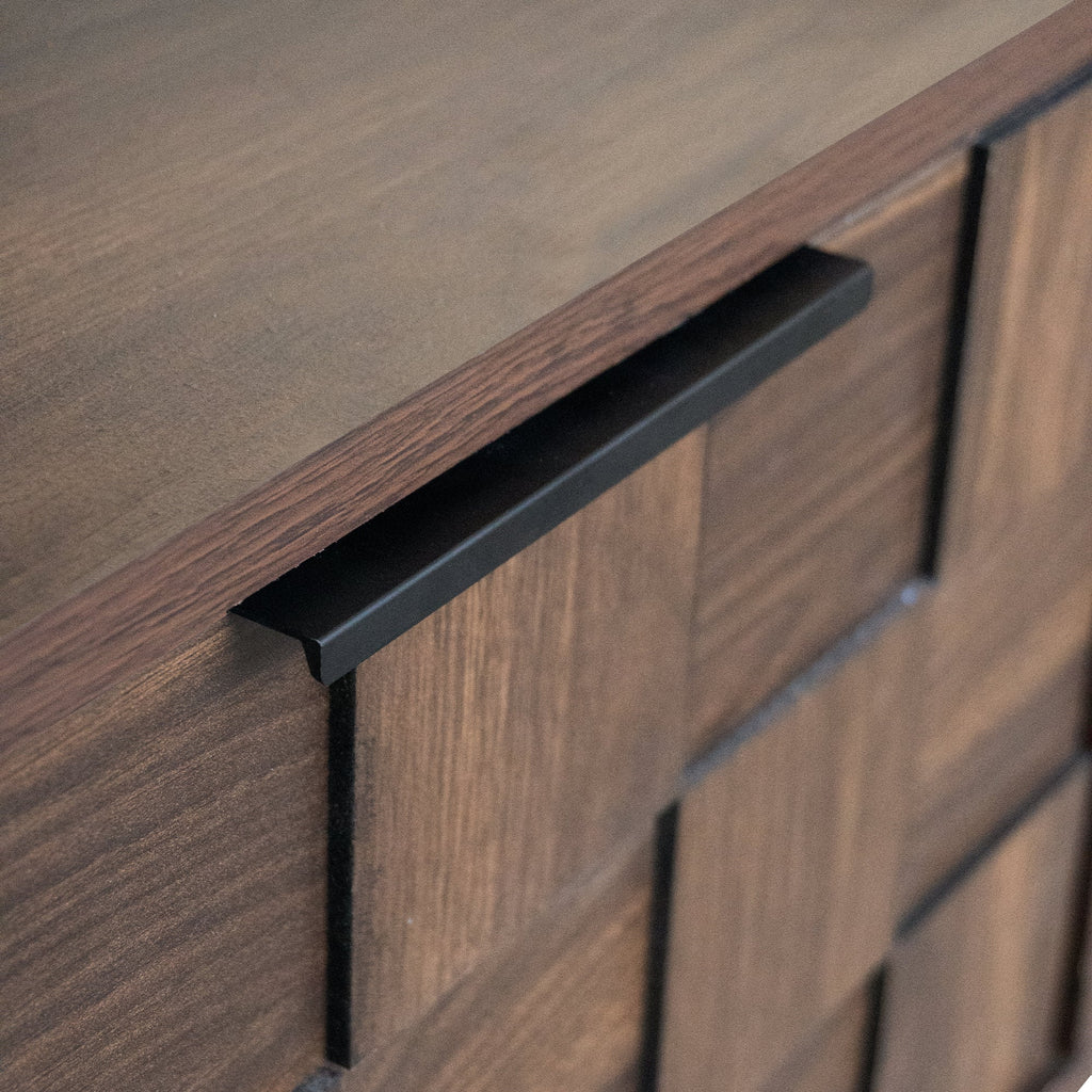 TV Stand Mid-Century Walnut MDF Soft-Close Doors Fits 85 In TV 78.7 In