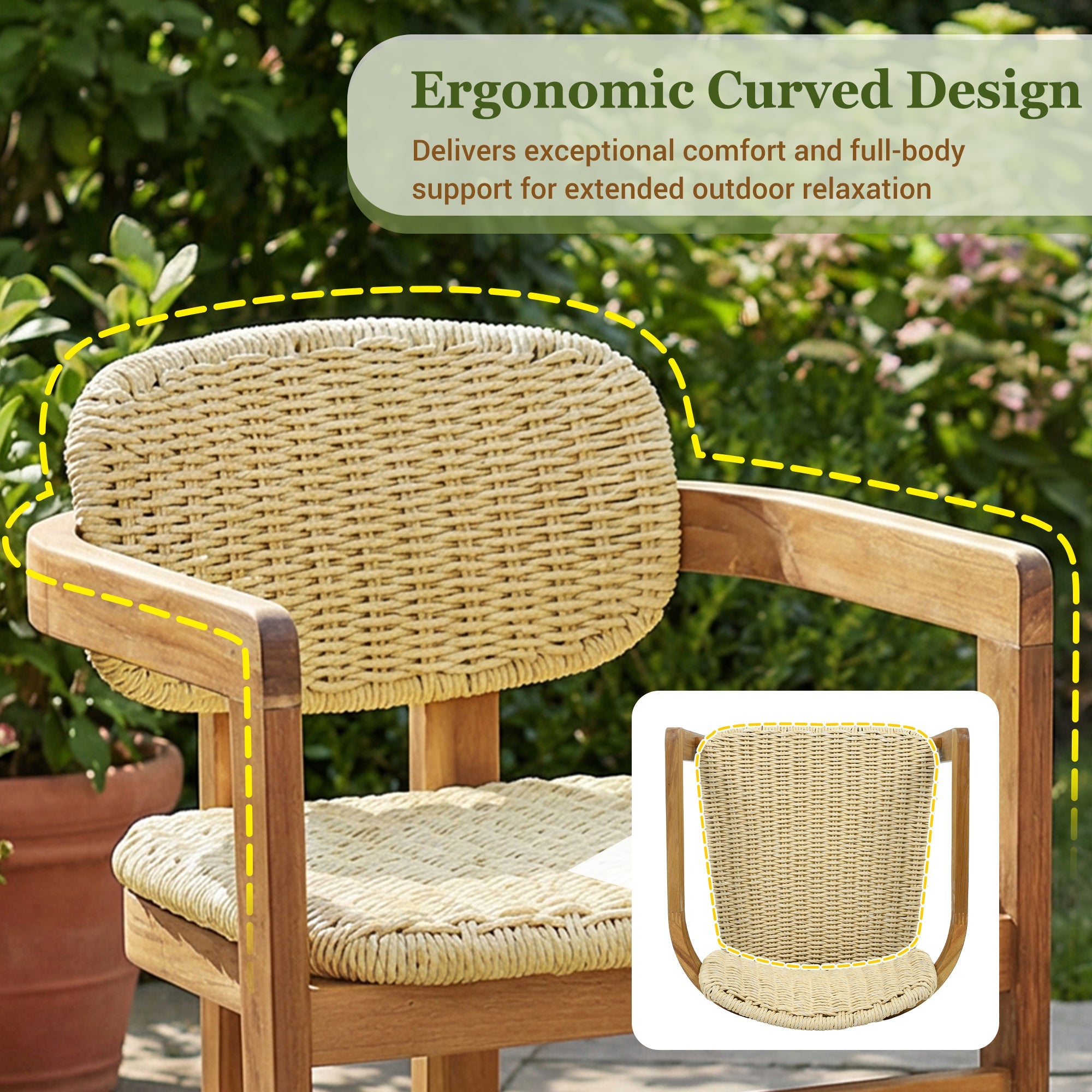 Outdoor Woven Rattan Accent Chairs Set - 2 Person Patio Seating
