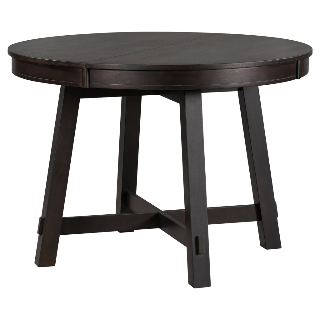 Gia Round Extendable Dining Table with 16' Leaf, Espresso Wood