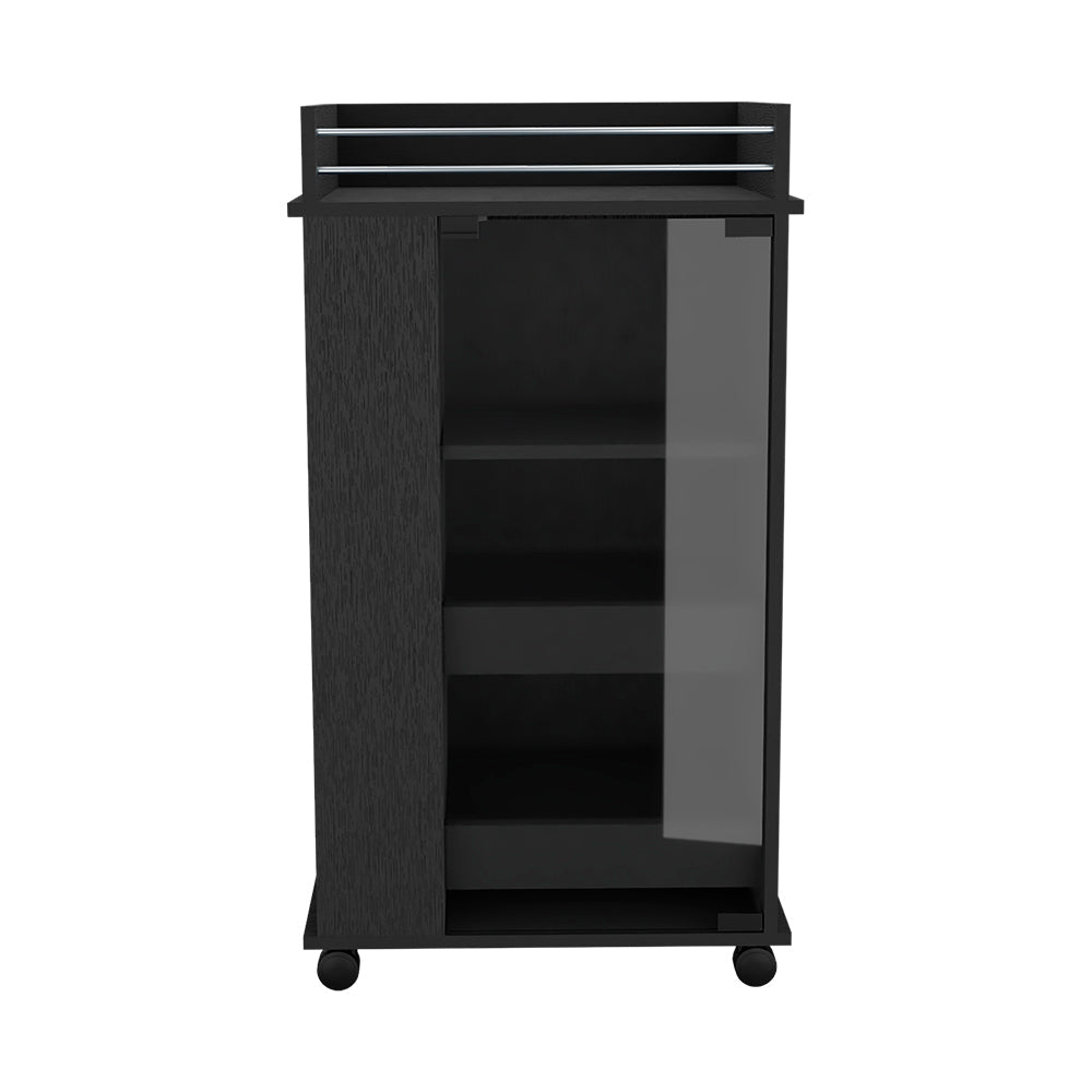Baltimore Bar Cart with Glass Door and Shelves