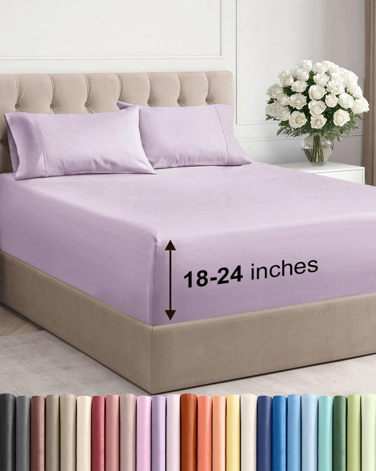 Extra Deep Pocket Sheet Set 4 Piece Breathable Soft Cooling Bedding Wrinkle Free