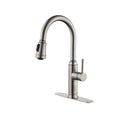 Single Handle High Arc Pull Out Kitchen Faucet, Single Level Stainless Steel