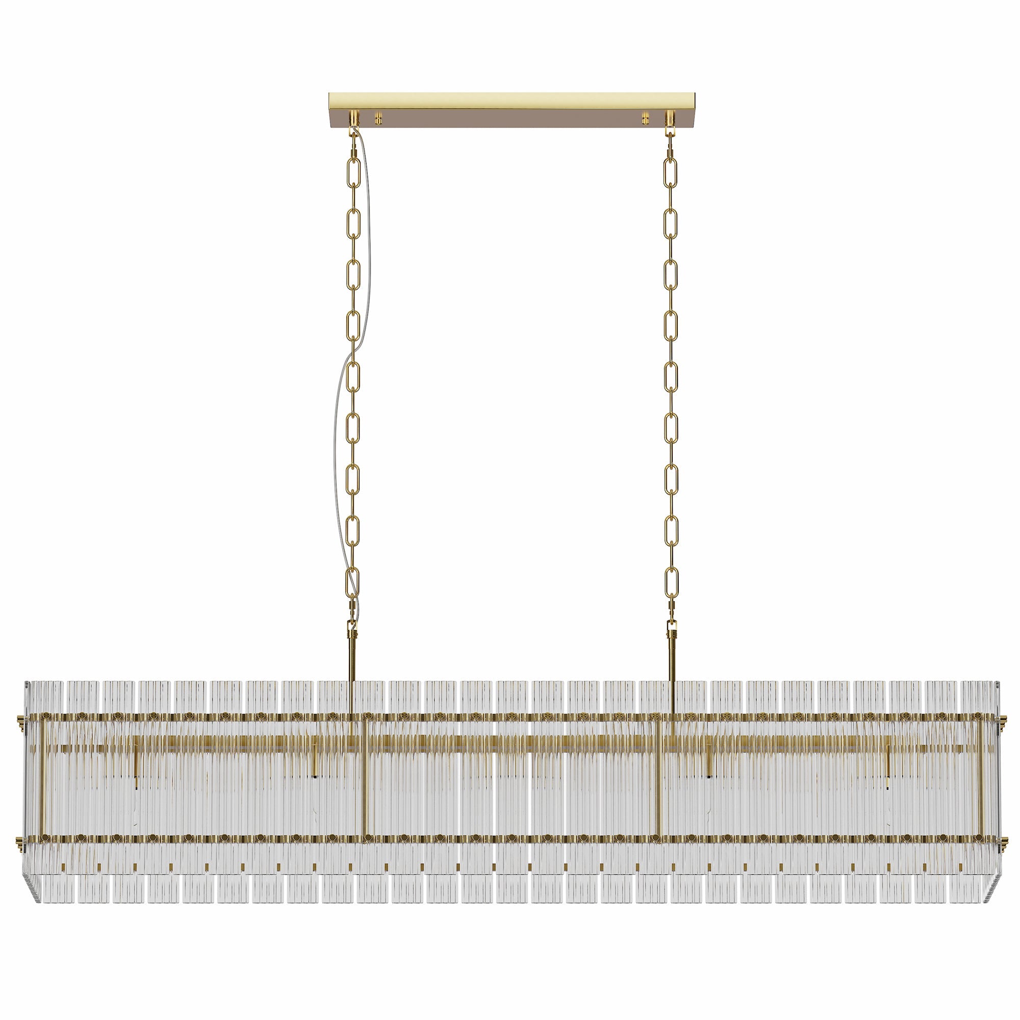Chandelier Crystal Glass 10-Light Gold Modern Rectangular Pendant Dining