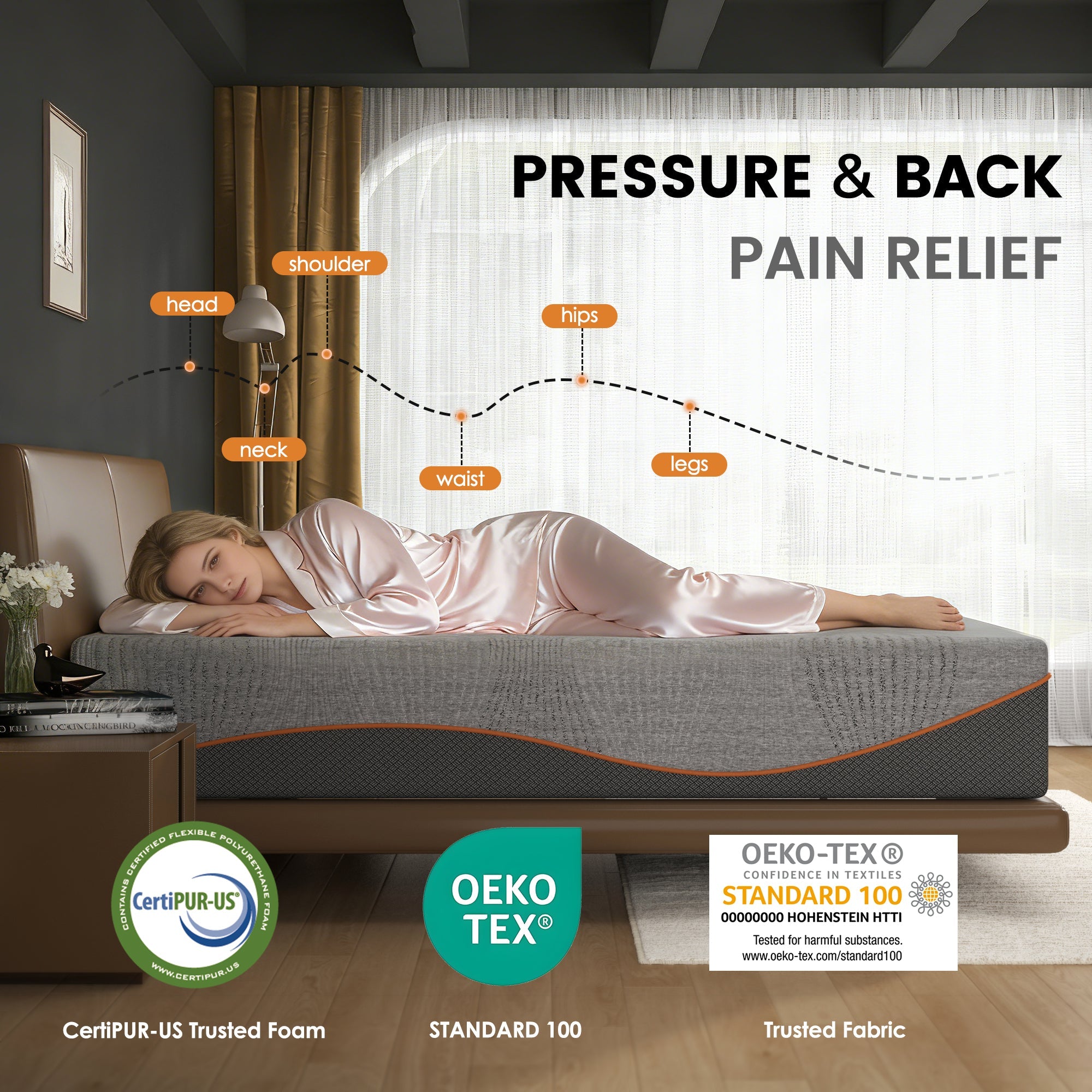 King Size 10 Inch Memory Foam Mattress, Cooling Breathable