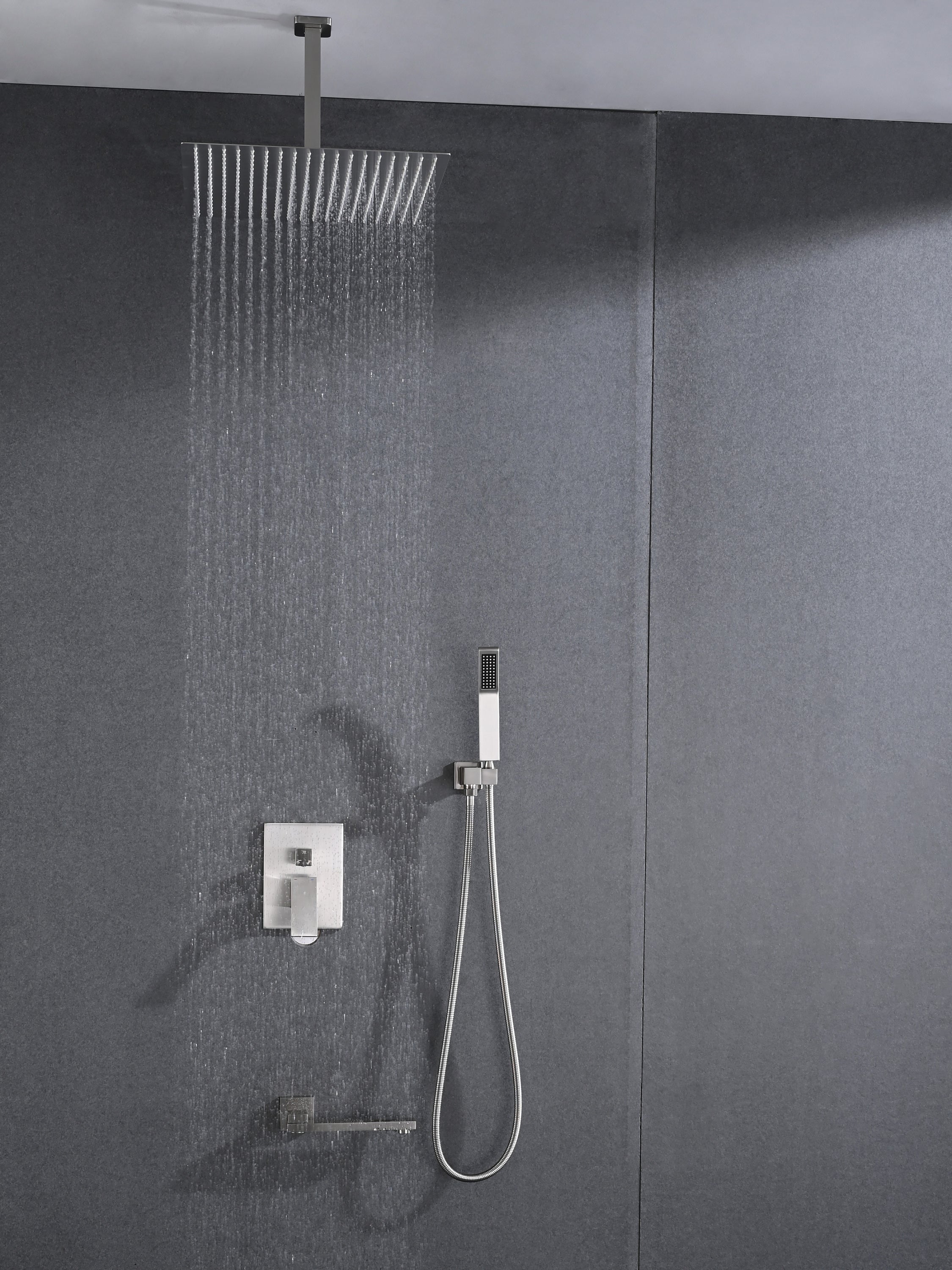 Shower System Combo 16" Head Hand Shower Tub Spout
