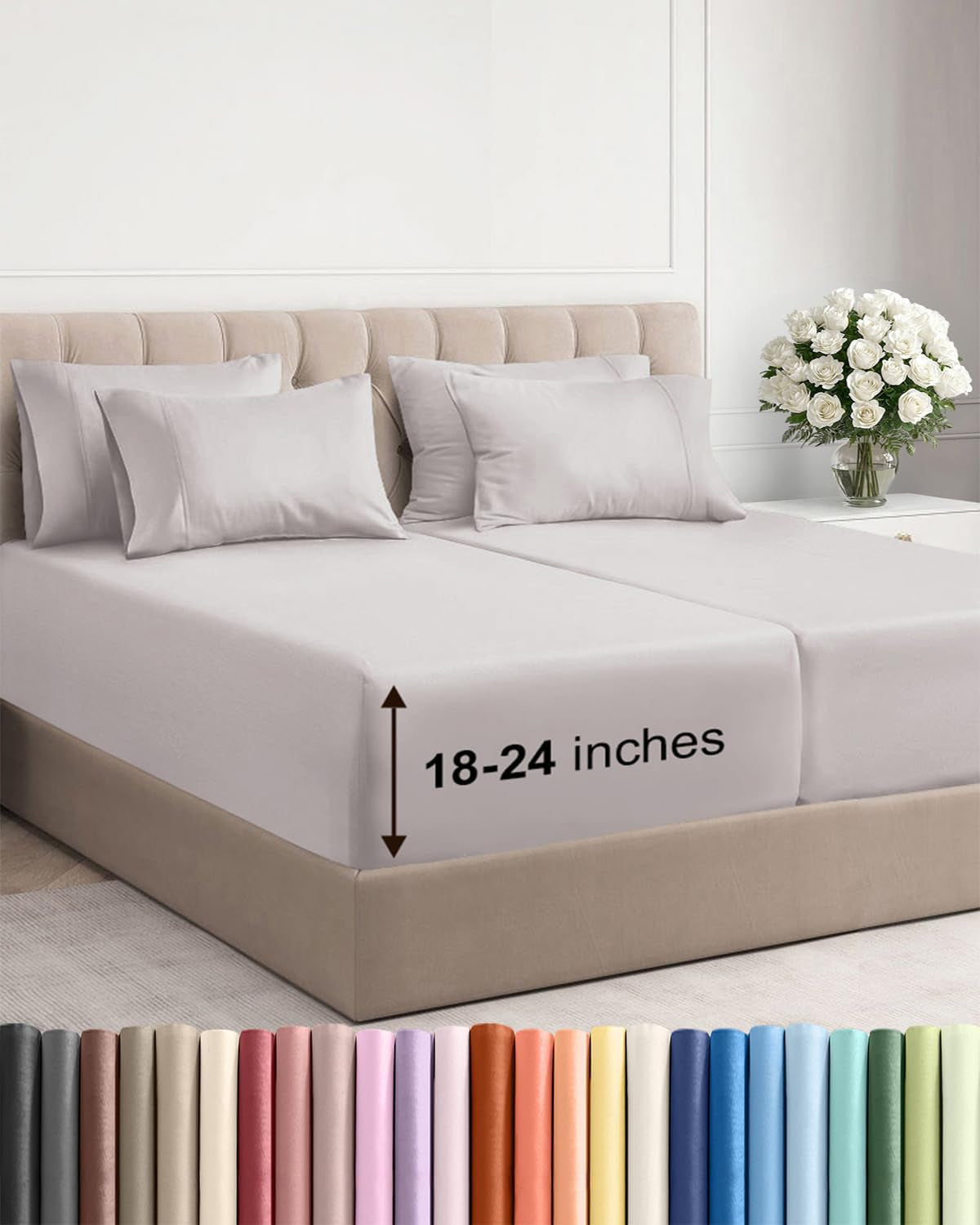 Extra Deep Pocket Sheet Set 4 Piece Breathable Soft Cooling Bedding Wrinkle Free