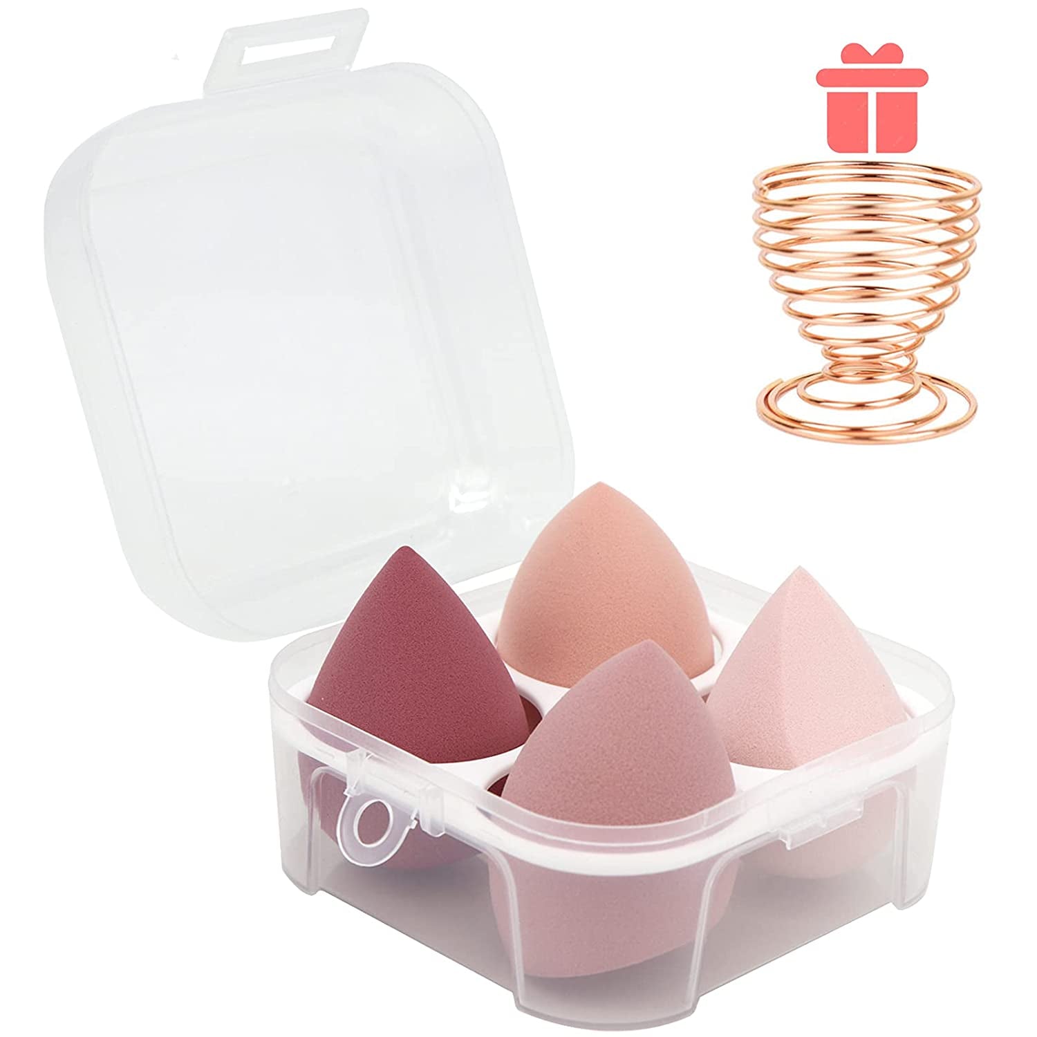 Makeup Beauty Blender Sponge Set 4Pcs W/ Holder & Travel Case