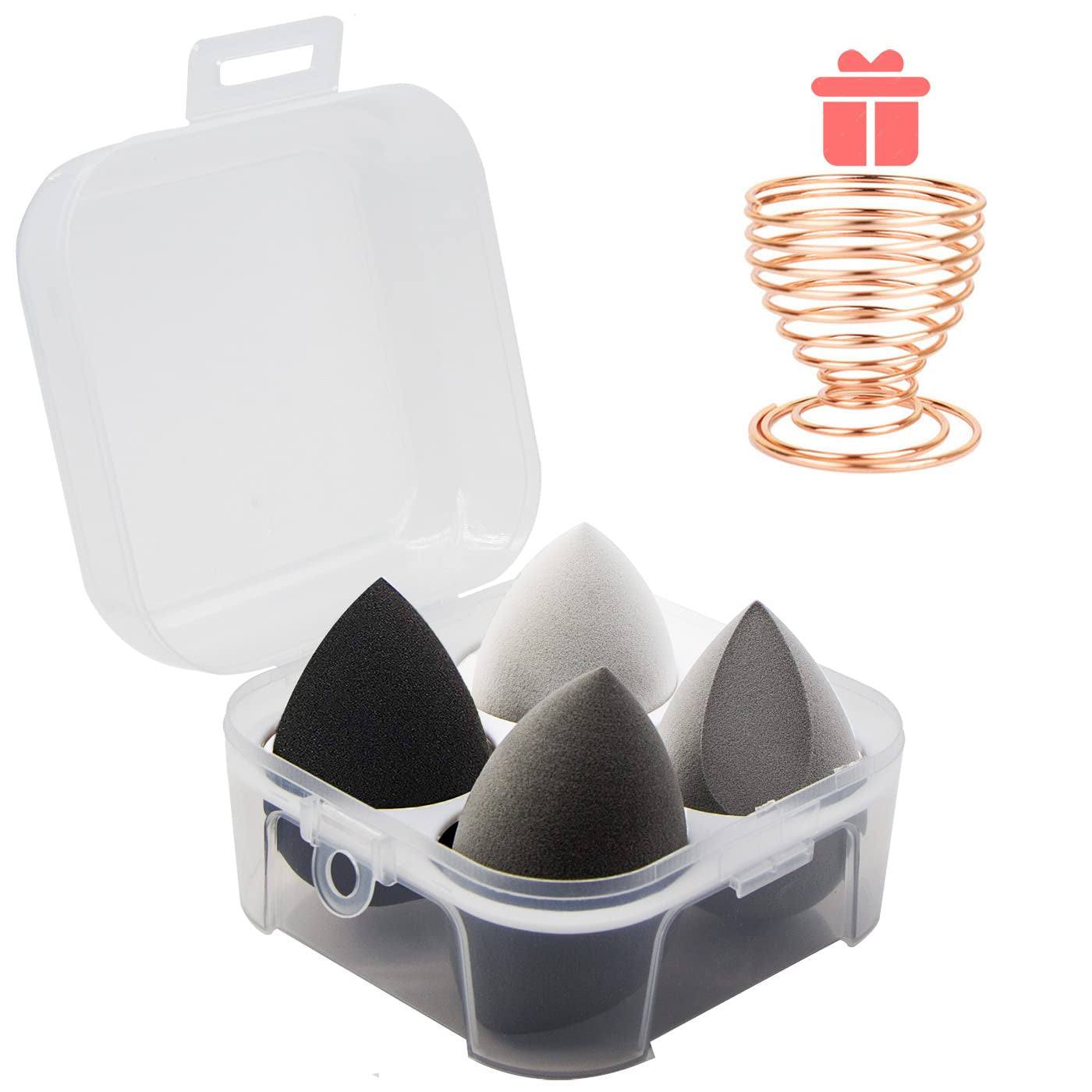 Makeup Beauty Blender Sponge Set 4Pcs W/ Holder & Travel Case