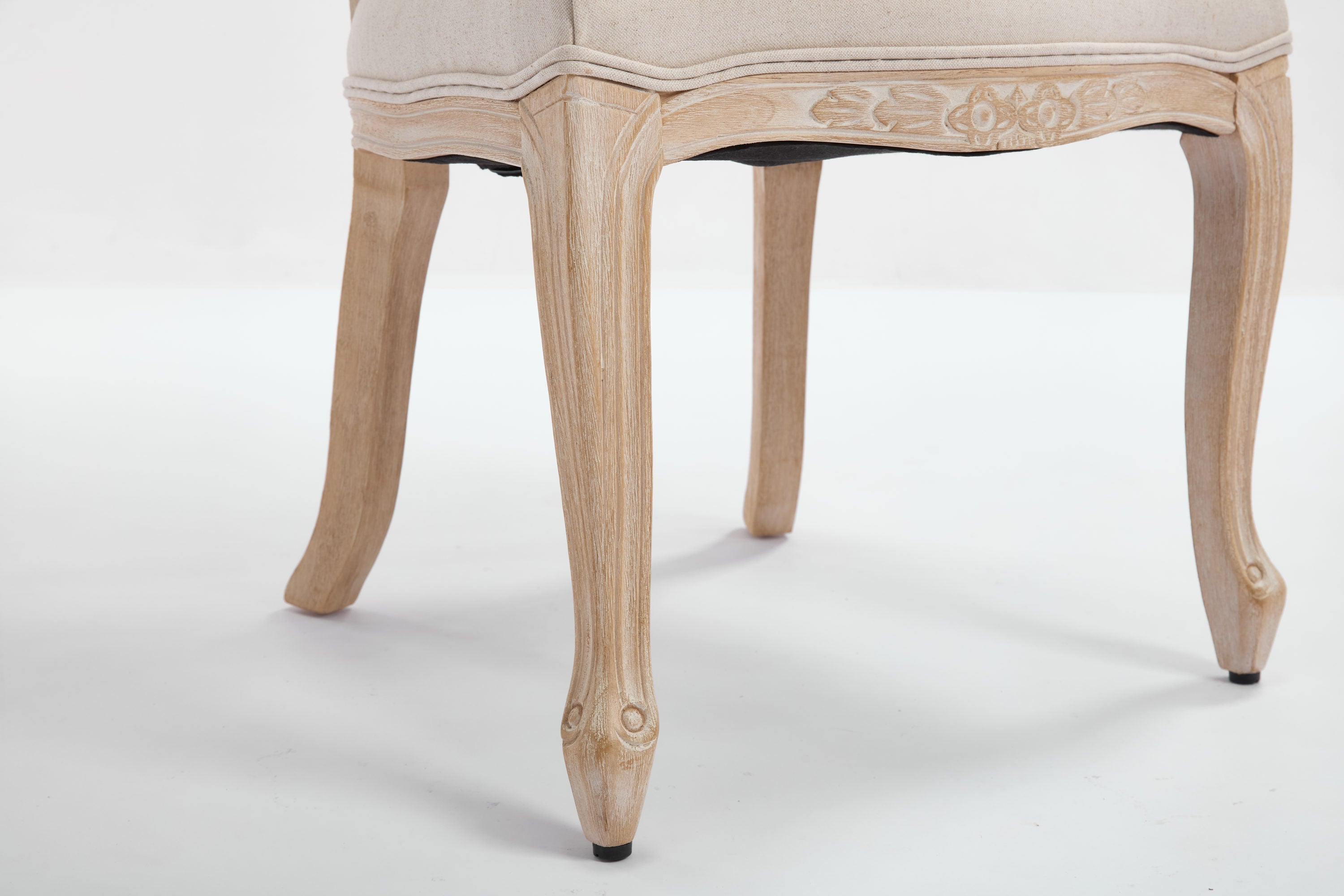 French Country Upholstered Dining Chairs Set of 2, Beige