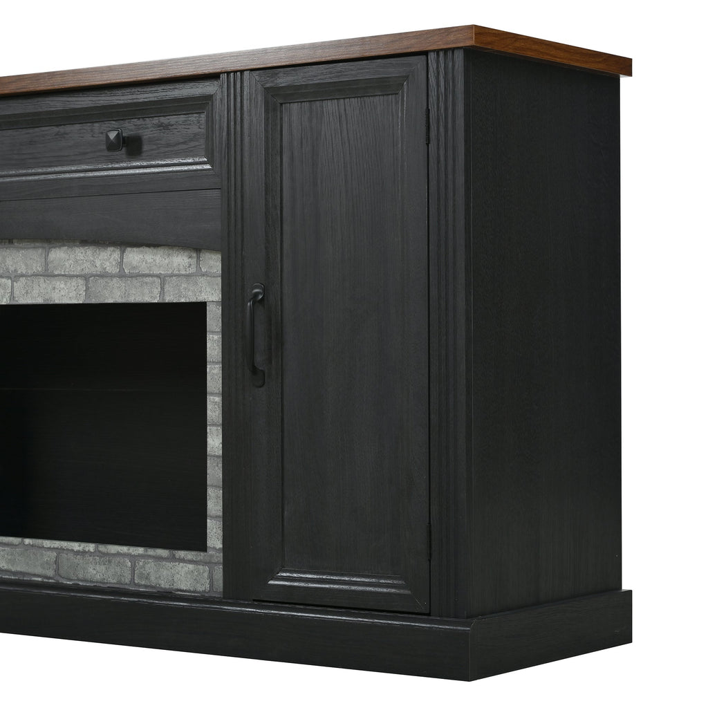 TV Stand 3-Piece Set MDF Walnut Gray Curved Cabinets Fits 70 In TV 109 In