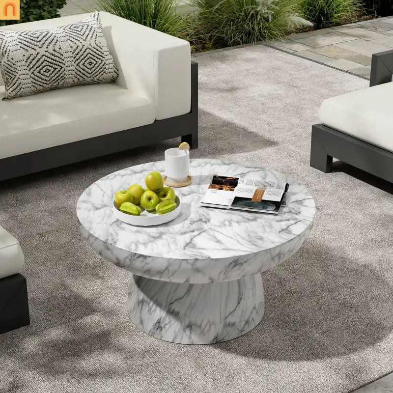 Outdoor Coffee Table Square MGO Faux Marble 27.5in