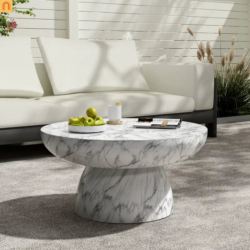 Outdoor Coffee Table Square MGO Faux Marble 27.5in