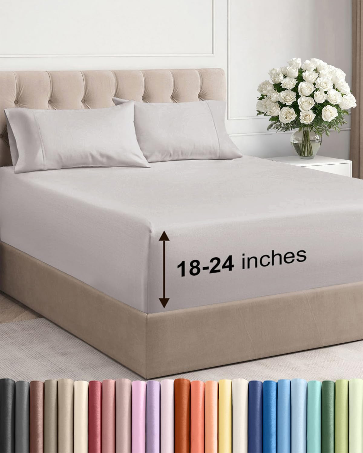 Extra Deep Pocket Sheet Set 4 Piece Breathable Soft Cooling Bedding Wrinkle Free