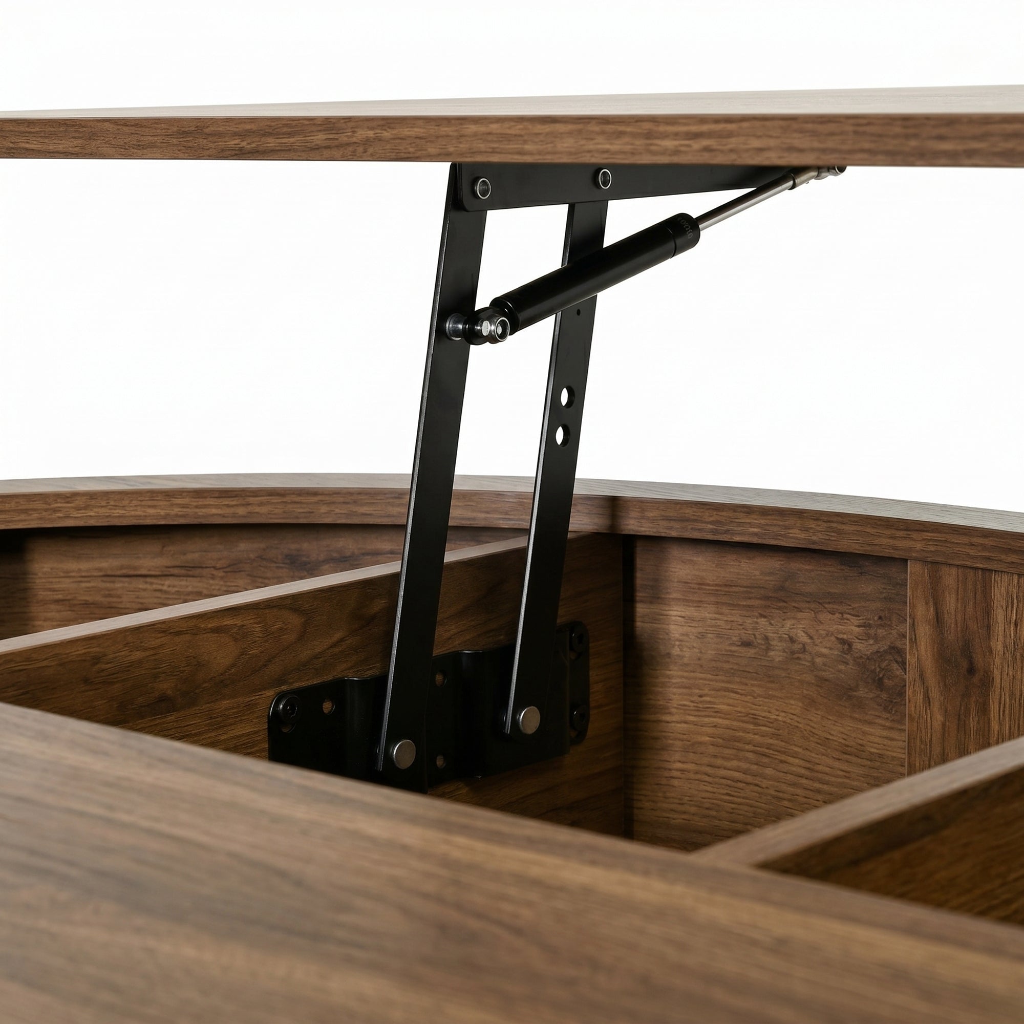 Round Lift-Top Coffee Table with Hidden Storage Sliding Door