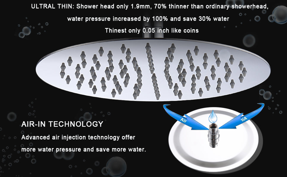 Chrome Wall Mounted Rainfall Shower System with Handheld Faucet