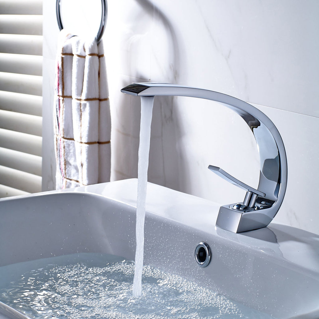 Chrome Single Handle Bathroom Sink Faucet Modern Vanity