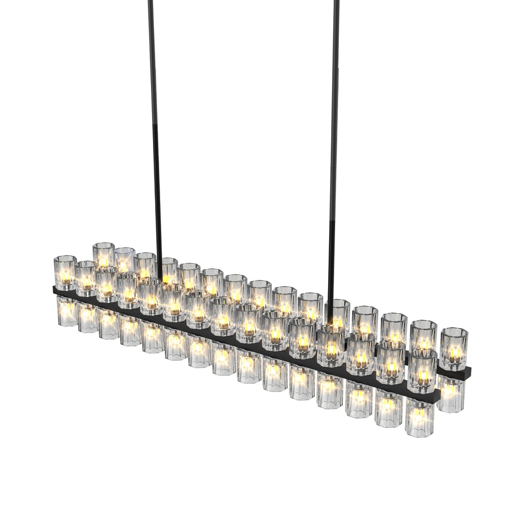 Rectangular Crystal Chandelier Black Frame K9 Crystals Living Dining