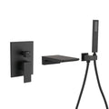 Modern Style Matte Black Wall Mount Tub Filler Bathtub Faucet Shower Set