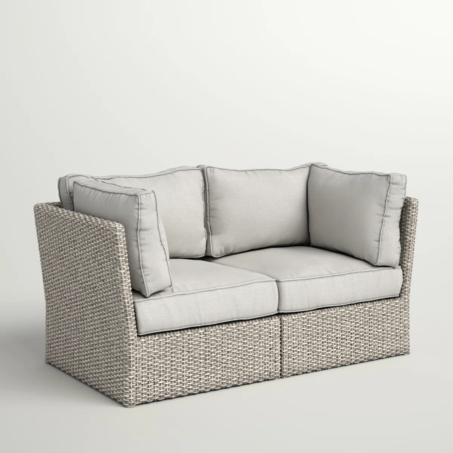 Outdoor Loveseat HDPE Wicker Gray Mix 66in Fully Assembled 600 LB