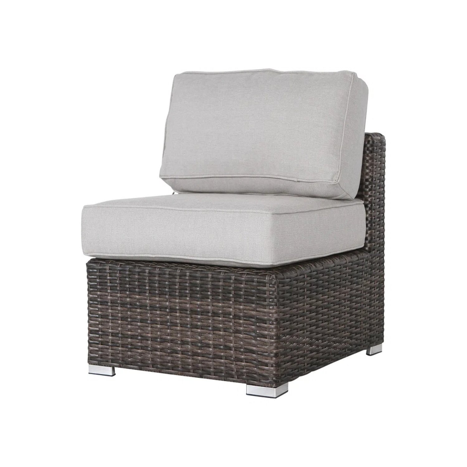 Outdoor Sofa Set HDPE Wicker Brown Gray 3 Piece Sofa Sectional Glass Table