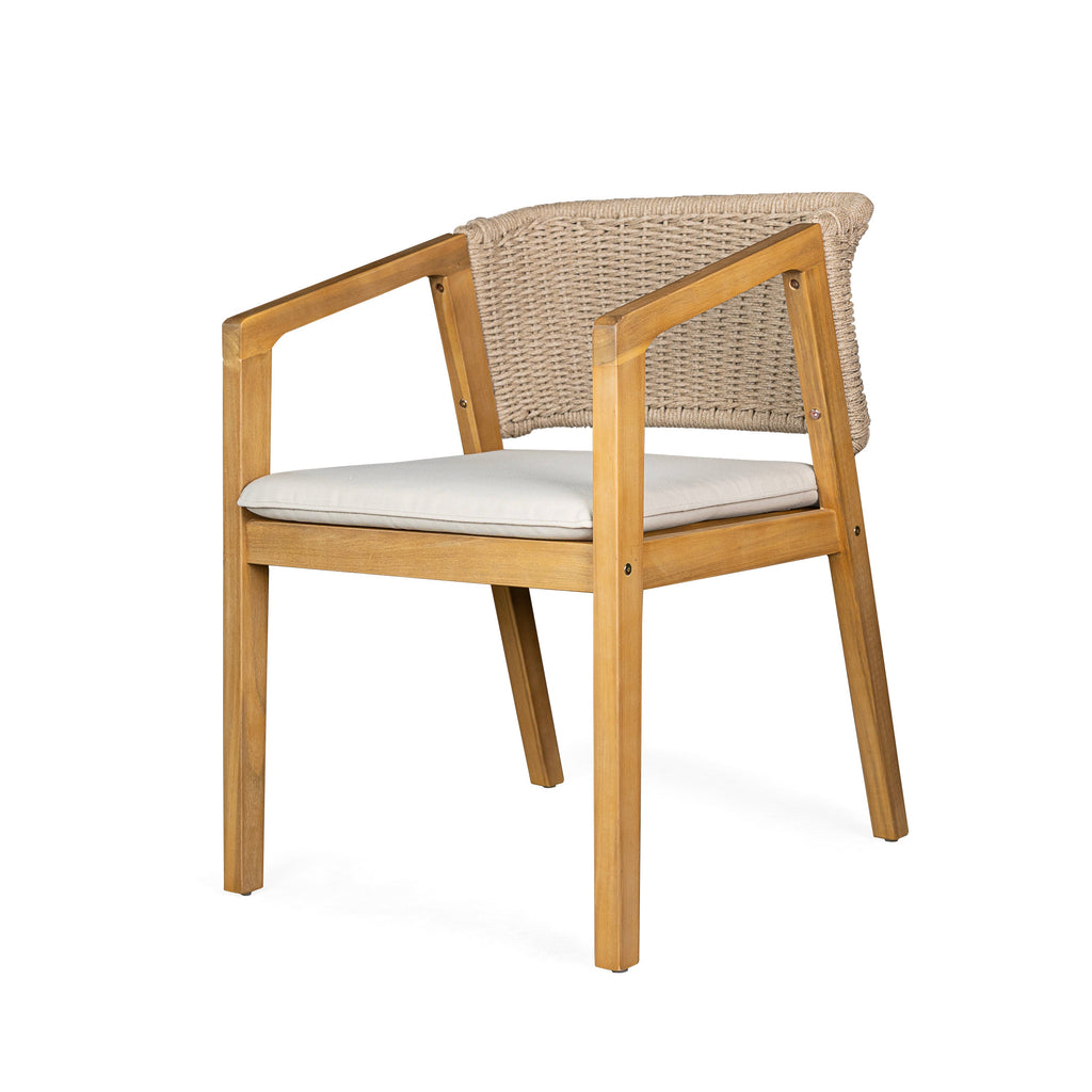 7-Piece Outdoor Dining Set Acacia Wood Table Rope Chairs