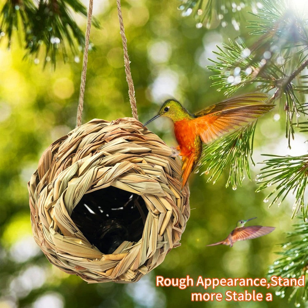 Natural Grass Hanging Bird Hut 3 Pack