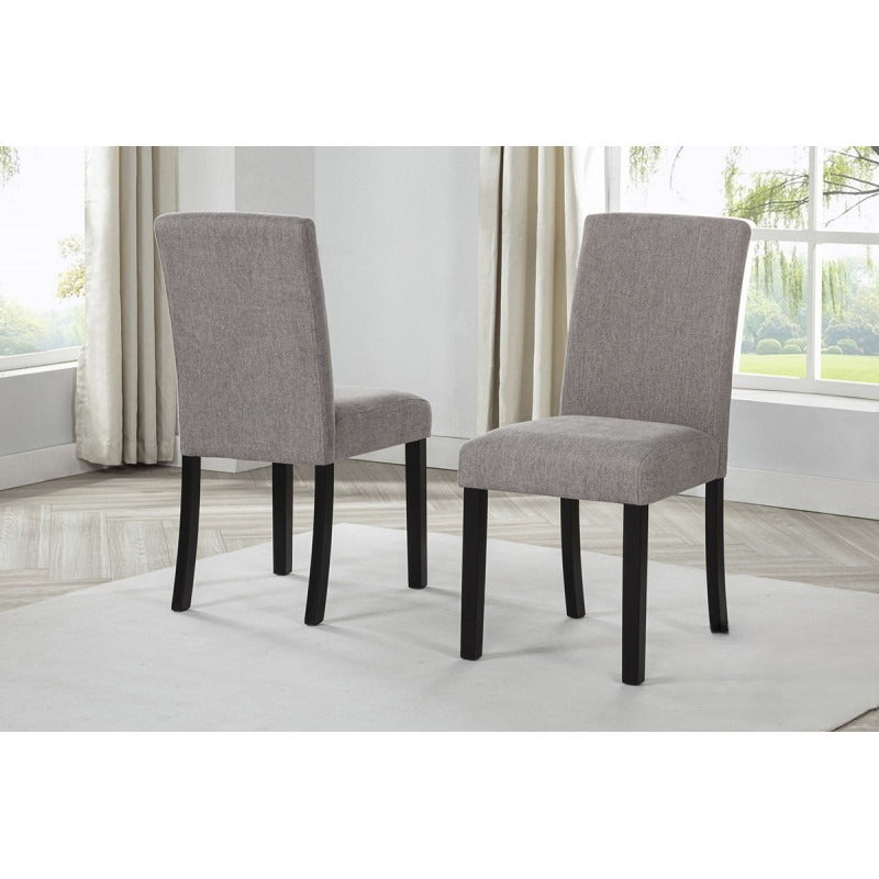 5 Piece Dining Set 48" Table Gray Fabric Chairs