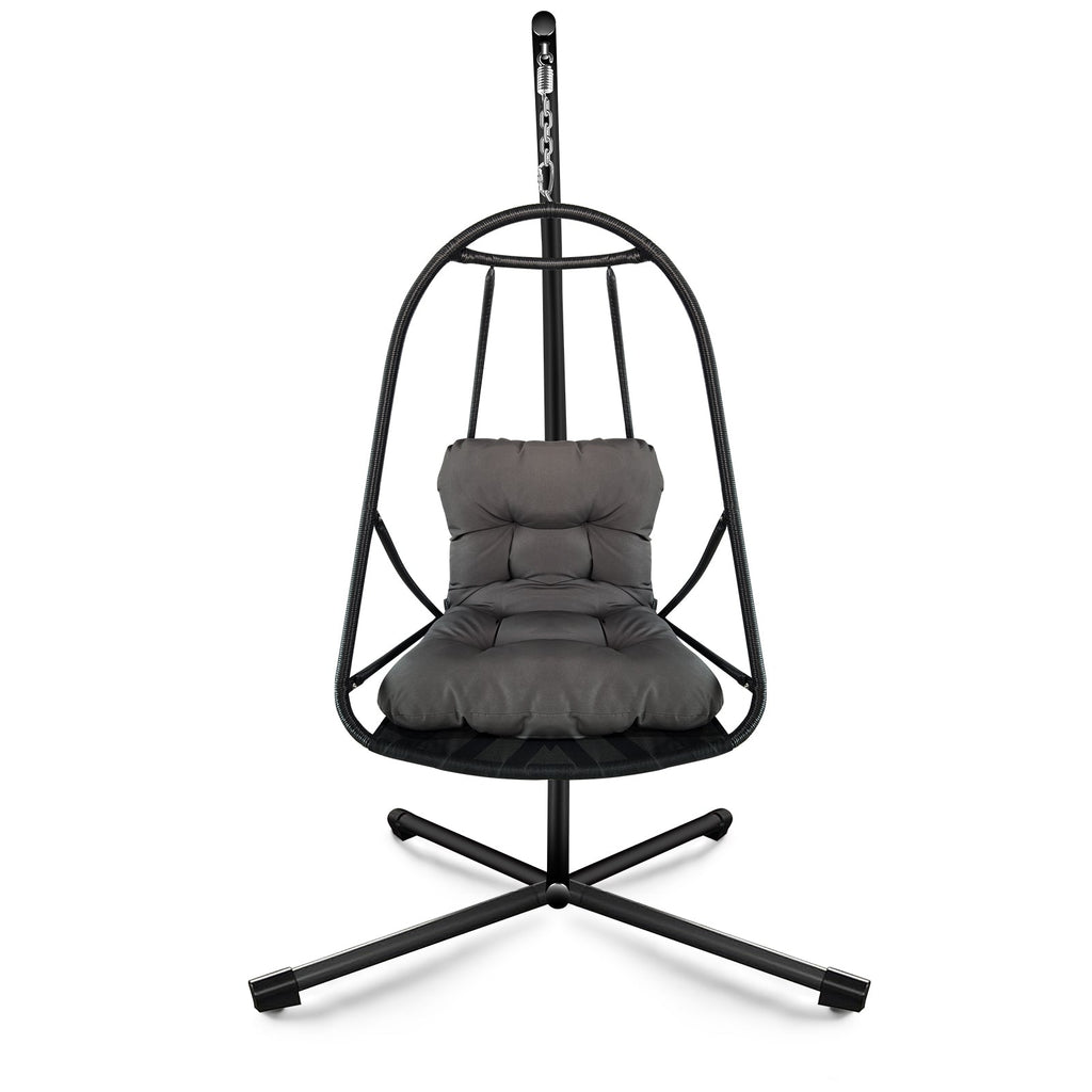 Wicker Rattan Swing Egg Chair with Stand Indoor Outdoor