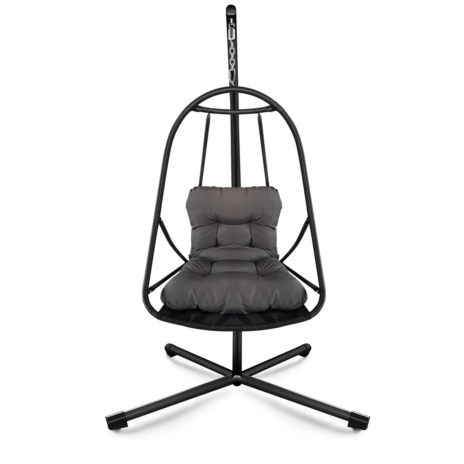 Wicker Rattan Swing Egg Chair with Stand Indoor Outdoor
