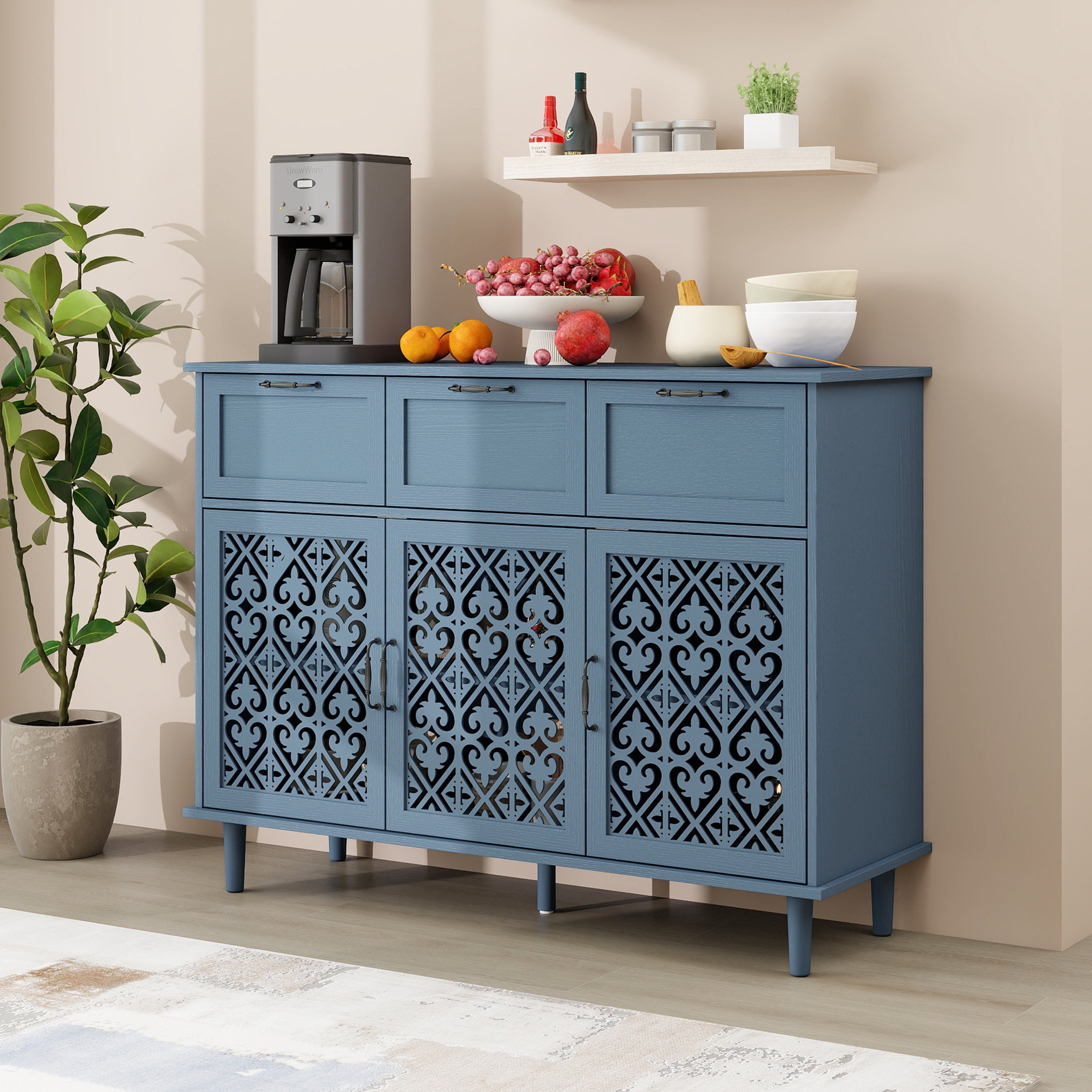 3 Door 3 Drawer Cabinet for Bedroom Living Room Study