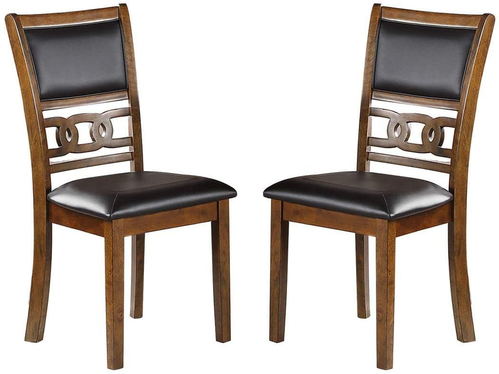 Contemporary 5pc Round Dining Set Walnut Rubberwood