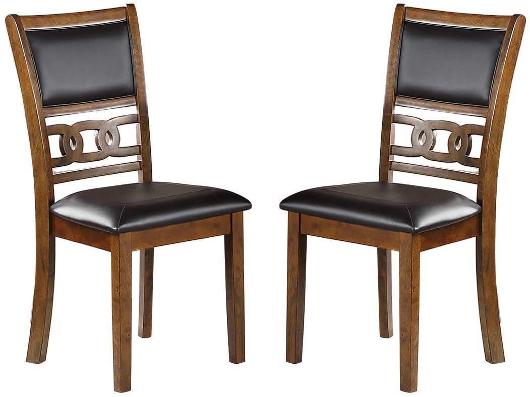 Contemporary 5pc Round Dining Set Walnut Rubberwood